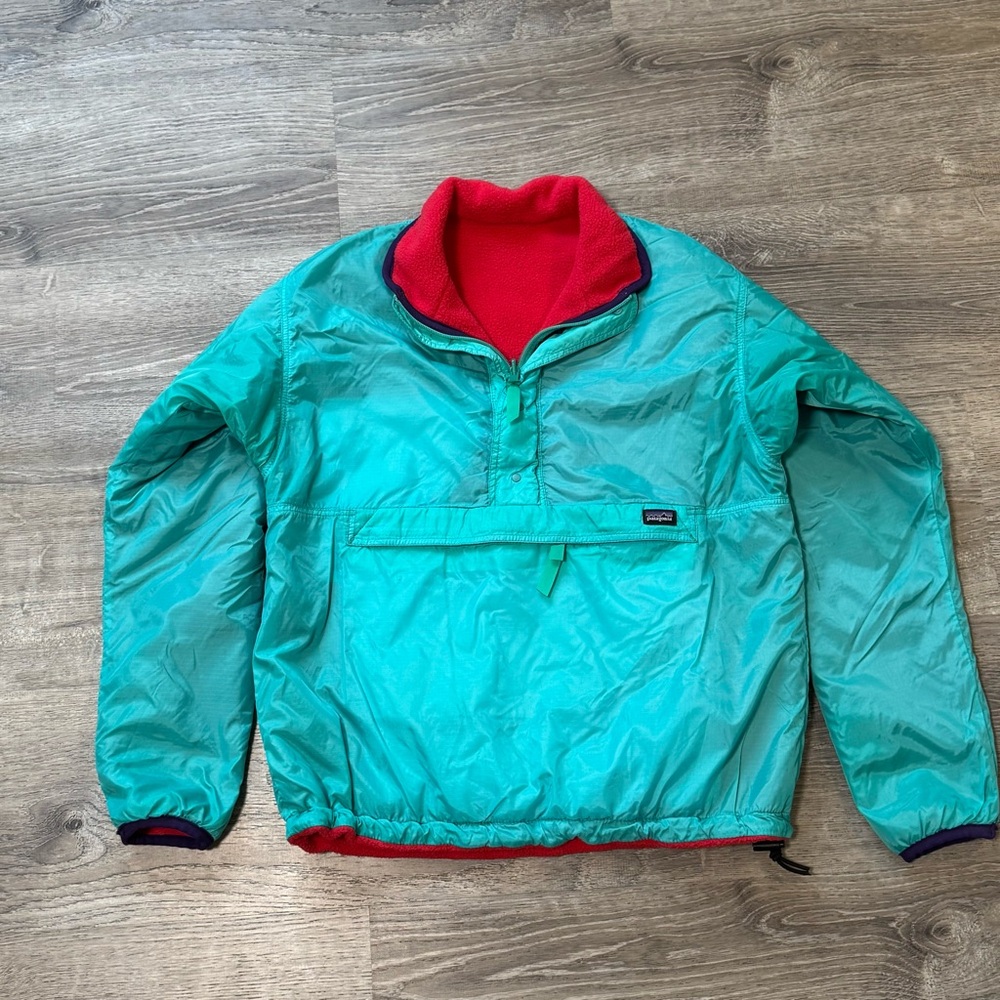 PATAGONIA Glissade Reversible Jacket Blue red Fleece Nylon 90s Vintage XS